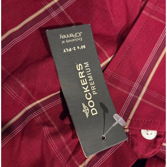 New! Lot of 2 Dockers Men’s S 14-14.5 Red Plaid & Yellow Button Down Shirts - Picture 7 of 13